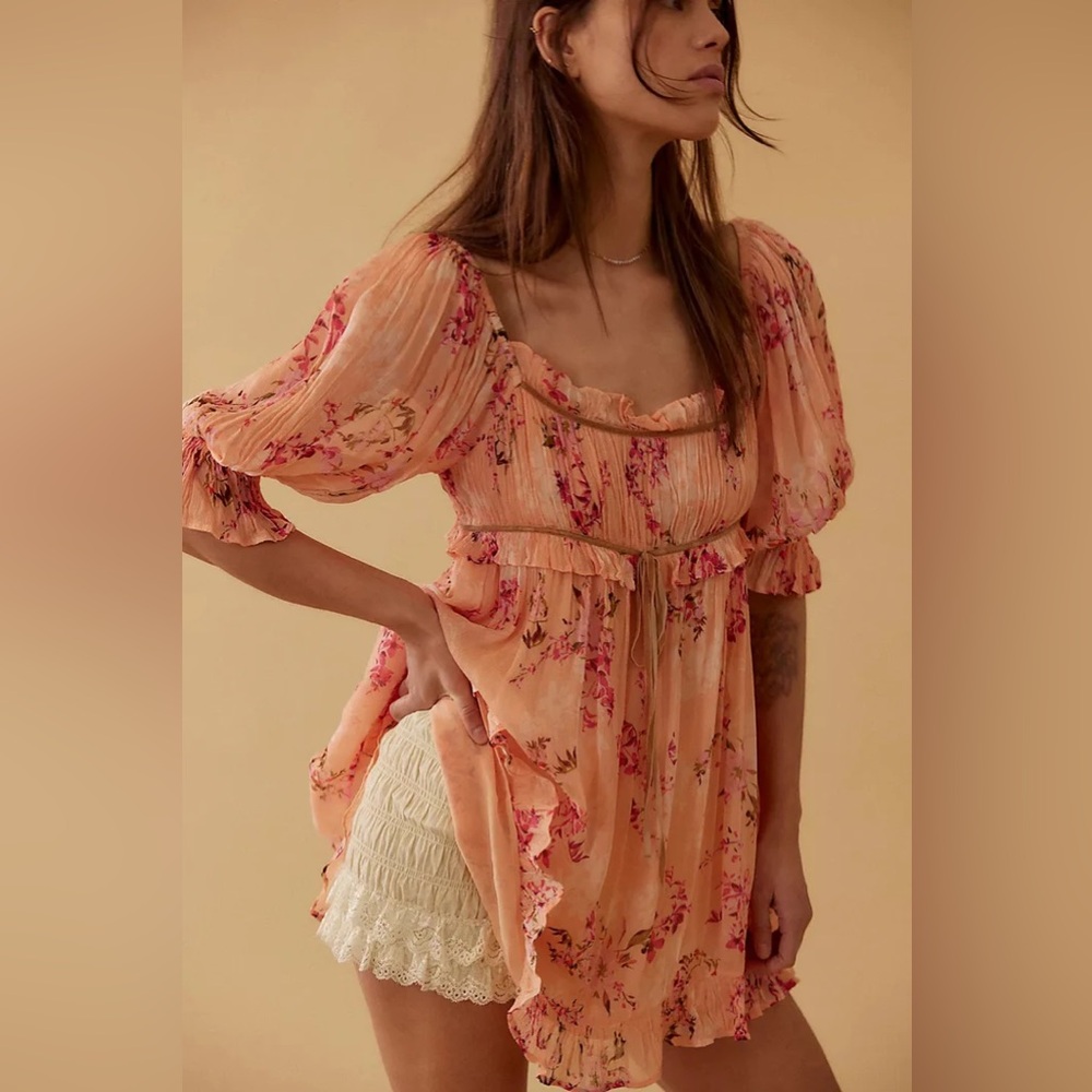 FREE PEOPLE Marney Floral Babydoll Mini Dress